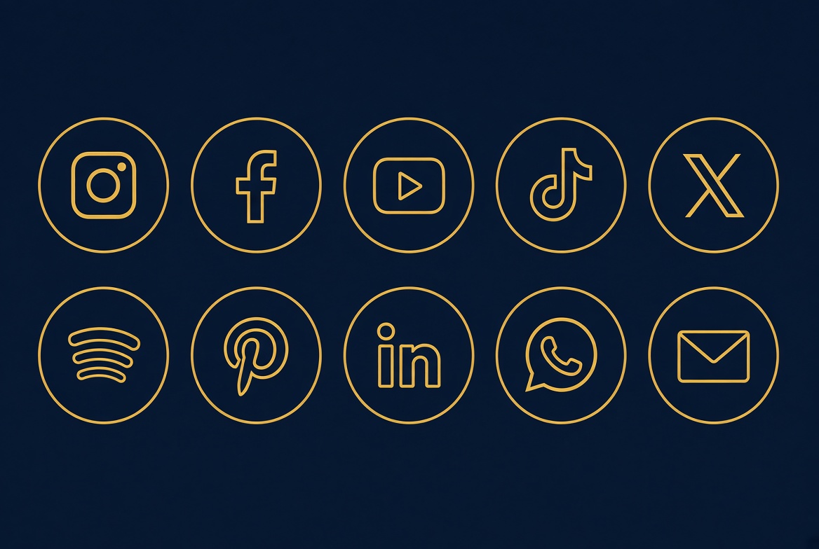 ExtraordinaryViews social channels: Instagram, Facebook, YouTube, TikTok, X, Spotify, Pinterest, LinkedIn, WhatsApp and email